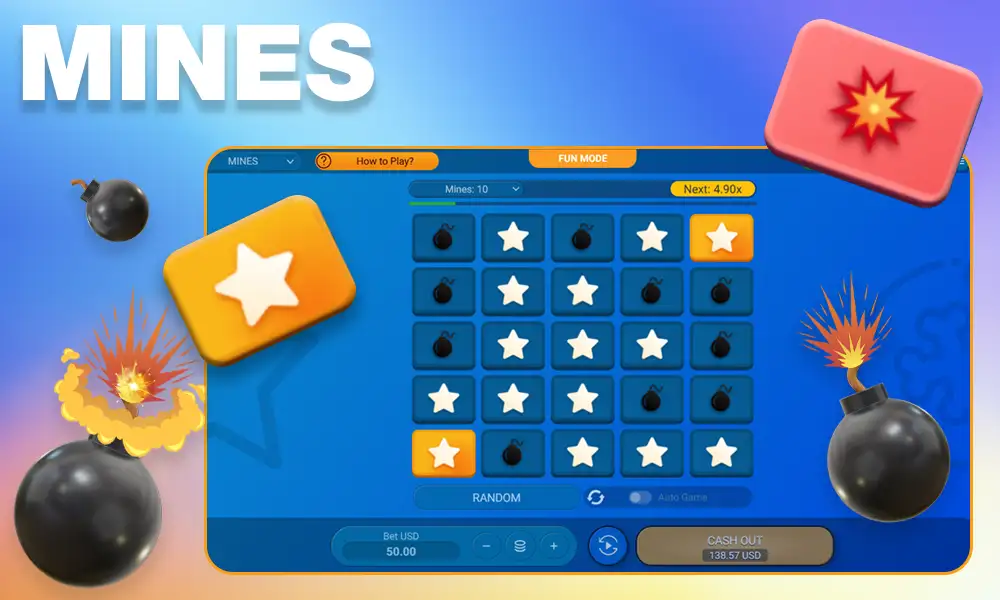 Mines — мобильный интерфейс игры